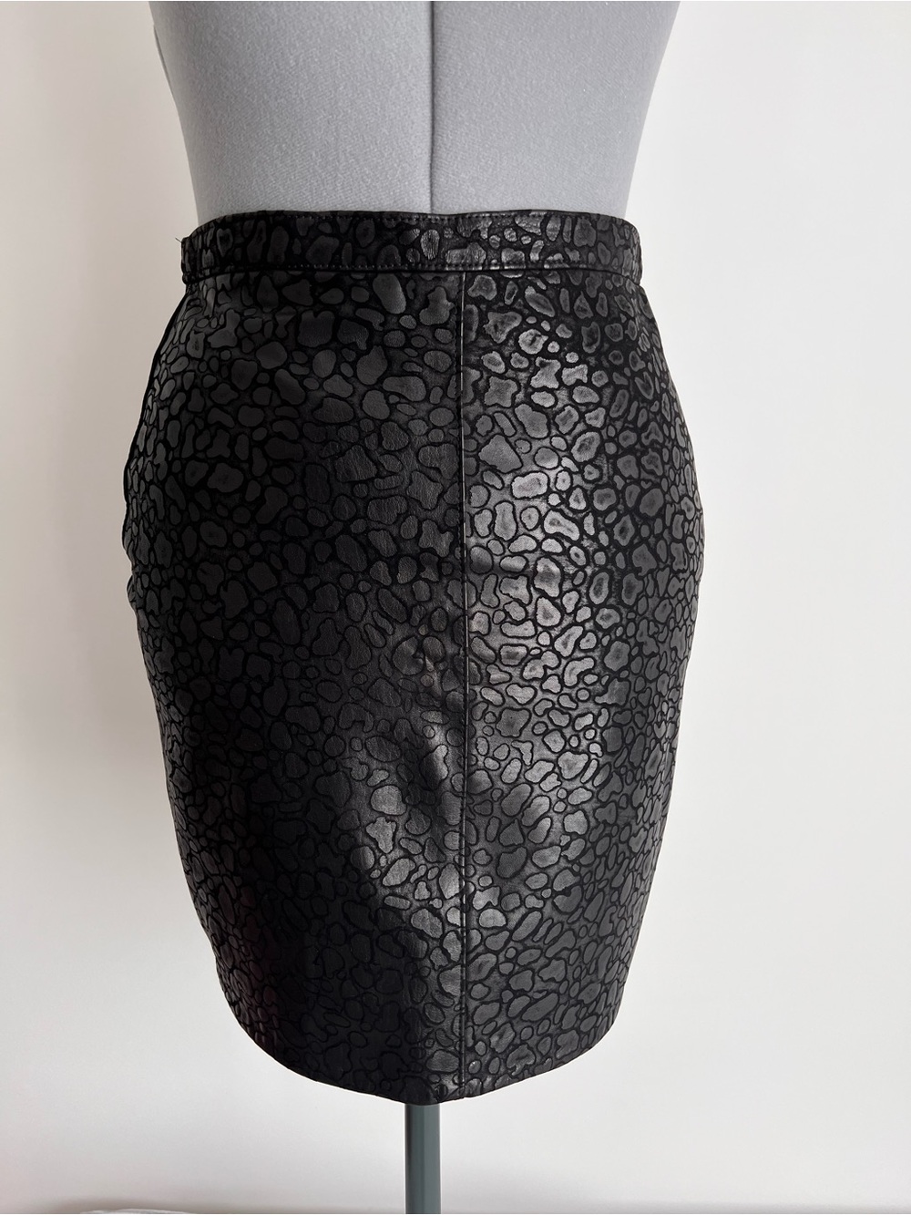 bagatelle Black Faux-Leather Animal-Print Pencil Skirt